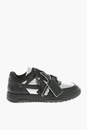 Low Sneakers OUT OF OFFICE in Leather and Metallic-Effect Fabric