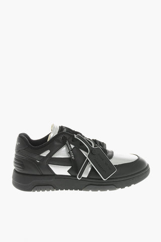 Low Sneakers OUT OF OFFICE in Leather and Metallic-Effect Fabric