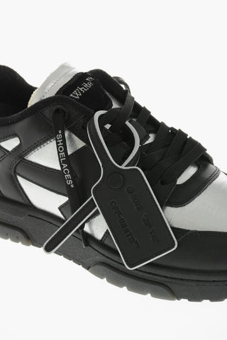Low Sneakers OUT OF OFFICE in Leather and Metallic-Effect Fabric