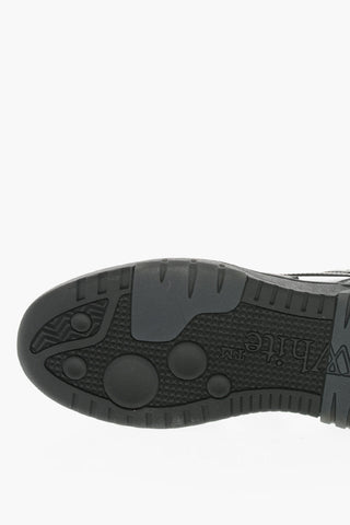 Low Sneakers OUT OF OFFICE in Leather and Metallic-Effect Fabric