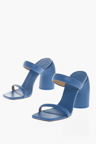 Sandali in Pelle con Tacco Decorativo a forma di Molla 12cm