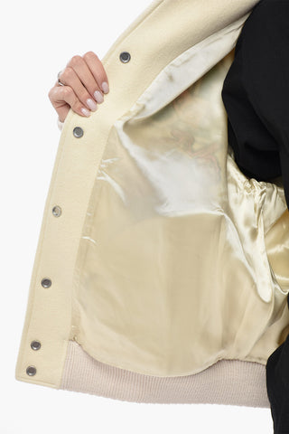 SEASONAL Bomber SLOGAN con Maniche in Pelle e Applicazioni