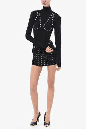 Stretch-Strick-Minikleid EYELETS