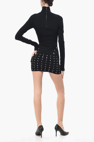 Stretch-Strick-Minikleid EYELETS