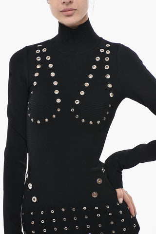 Stretch-Strick-Minikleid EYELETS