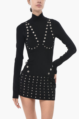 Stretch-Strick-Minikleid EYELETS