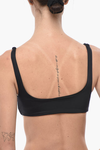 Bandeau-Bikini-Top in Uni mit aufgedrucktem Logo