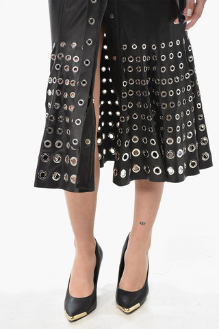 가죽 미디 드레스 EYELETS, 벨트 포함