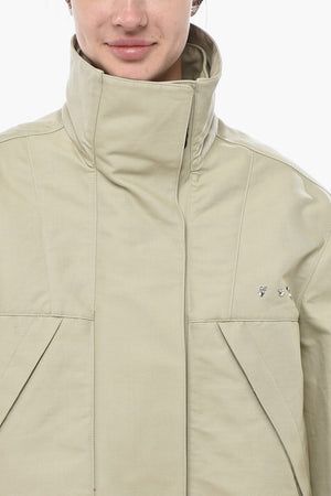 Giubbotto Track in Twill di Cotone con Chiusura in Velcro