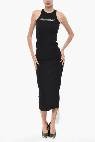 SEASONAL Trägerkleid aus Stretch-Baumwolle mit Strass-Logo