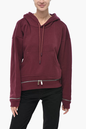 Felpa Hoodie ROUND ZIP in Cotone Garzato