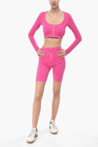 ATHLEISURE Crop-Top aus Funktionsstoff mit Reißverschluss vorne