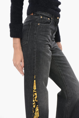 Jeans a Gamba Dritta con Inserti Motivo Barocco 22cm