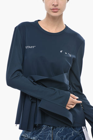 Langärmliges Top STAFF WRAP mit Details aus Tech-Stoff