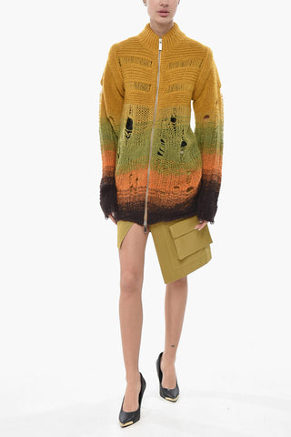Cardigan Zip-up PUNK in Misto Mohair Degradè