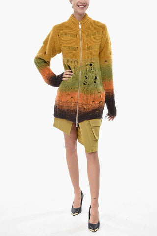 Cardigan Zip-up PUNK in Misto Mohair Degradè