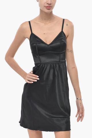Satin Flared Dress with Padded Cups
