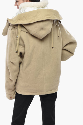 Kurzer Parka aus Wollmischung mit abnehmbarem Eco-Shearling-Futter