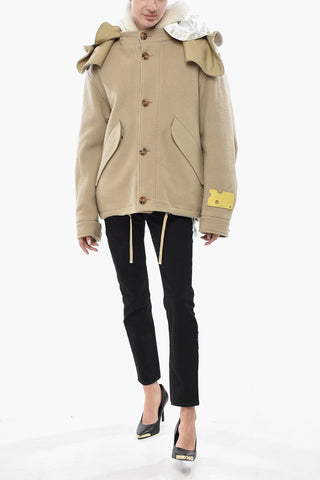 Kurzer Parka aus Wollmischung mit abnehmbarem Eco-Shearling-Futter