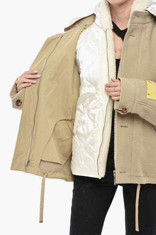 Kurzer Parka aus Wollmischung mit abnehmbarem Eco-Shearling-Futter