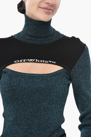 Maglia a Collo Alto in Lurex con Cut-out