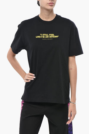 Cotton Crewneck T-Shirt INTERN With Front Print