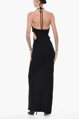 Cut-out-Etuikleid aus Strick mit seitlichem Schlitz