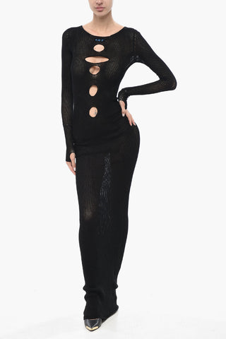 Maxikleid aus Netz CENTER HOLE mit Cut-outs