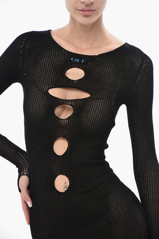 Maxikleid aus Netz CENTER HOLE mit Cut-outs