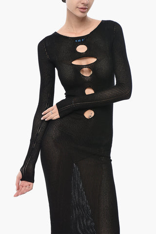 Maxikleid aus Netz CENTER HOLE mit Cut-outs