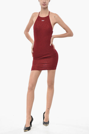 Mini-Kleid aus Lurex mit Amerikanischem Ausschnitt