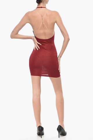 Mini-Kleid aus Lurex mit Amerikanischem Ausschnitt