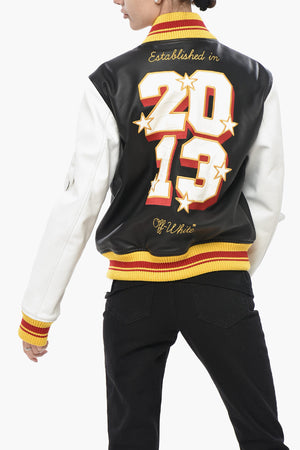 Bomber in Pelle Bicolore 2013 con Applicazioni a Contrasto