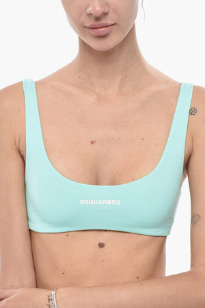 Bandeau-Bikini-Top aus Nylon mit kontrastierendem Logo