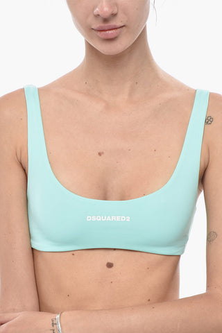 Bandeau-Bikini-Top aus Nylon mit kontrastierendem Logo