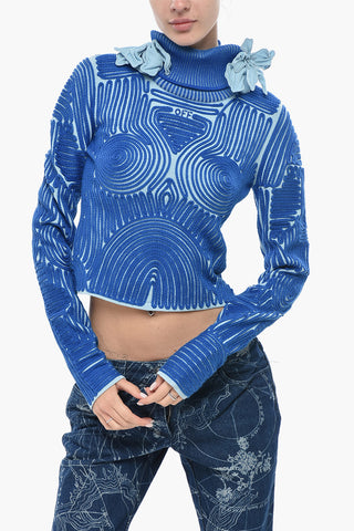 Maglia a Collo Alto X-RAY con Ricami e Fiori in Rilievo