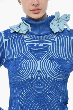 Maglia a Collo Alto X-RAY con Ricami e Fiori in Rilievo