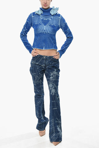 Maglia a Collo Alto X-RAY con Ricami e Fiori in Rilievo