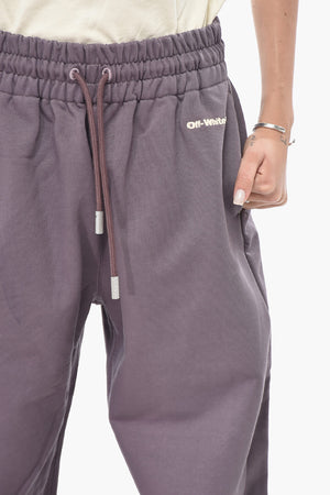 Joggers FOR ALL in Cotone Garzato con Logo Ricamato e Polsini