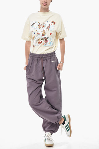 Joggers FOR ALL in Cotone Garzato con Logo Ricamato e Polsini
