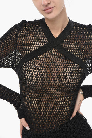 Mesh Top SHINY NET with Criss Cross Detail