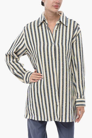 Gestreifte Overshirt aus Baumwollmix