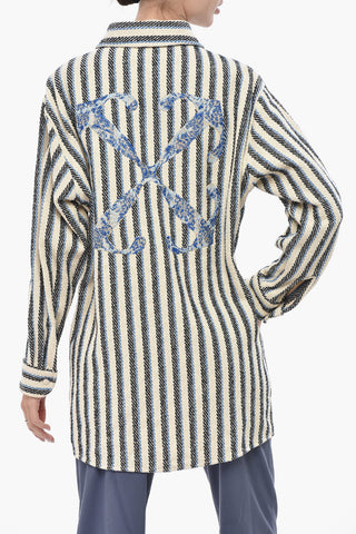 Gestreifte Overshirt aus Baumwollmix
