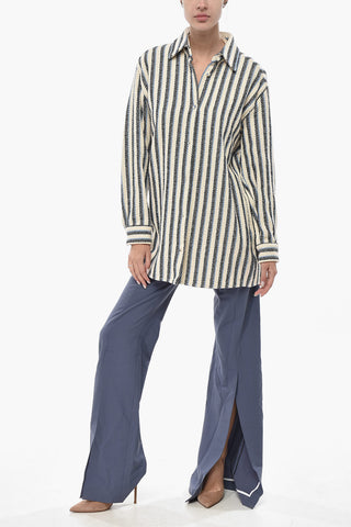 Gestreifte Overshirt aus Baumwollmix