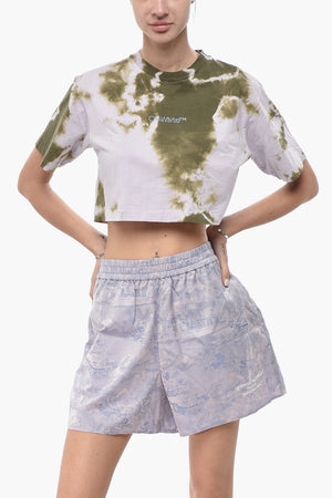 SEASONAL Tie-Dye Cotton Crop T-Shirt with Rhinestone Logo
