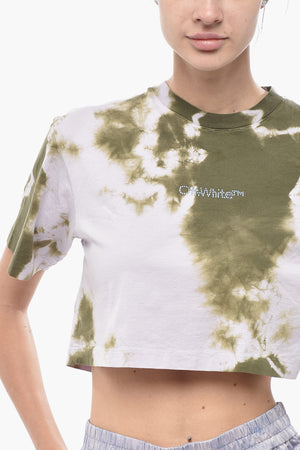 SEASONAL Cropped T-Shirt aus Tie-Dye-Baumwolle mit Strass-Logo
