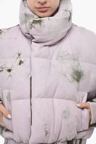 SEASONAL Leather Padded Jacket MARBLE With Hidden Closure