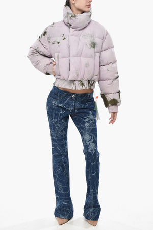 SEASONAL Leather Padded Jacket MARBLE With Hidden Closure