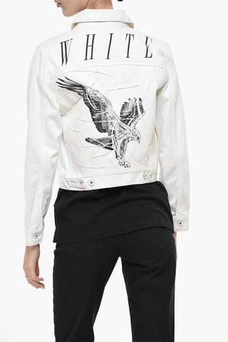 DENIM Cropped-Jacke EAGLE aus bedrucktem Denim