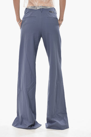 Pantaloni 4 Tasche in Misto Lana con Spacco alla Caviglia